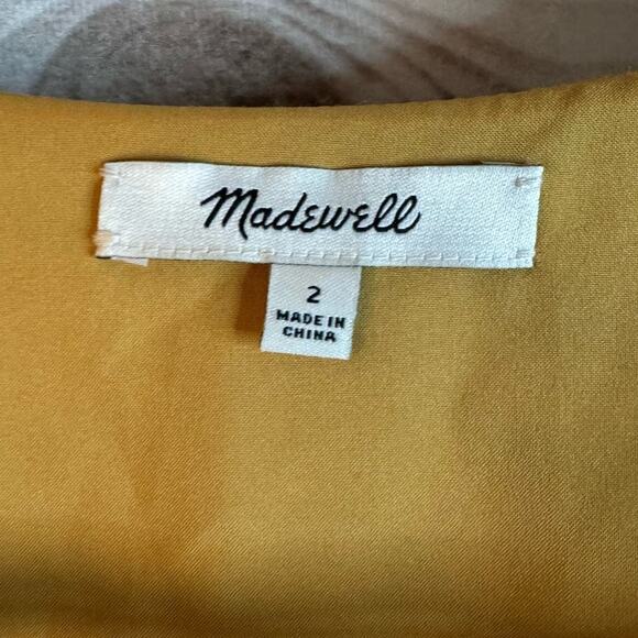 Madewell Yellow Floral Print Short Sleeve Mini Dress Size 2 - Picture 5 of 7